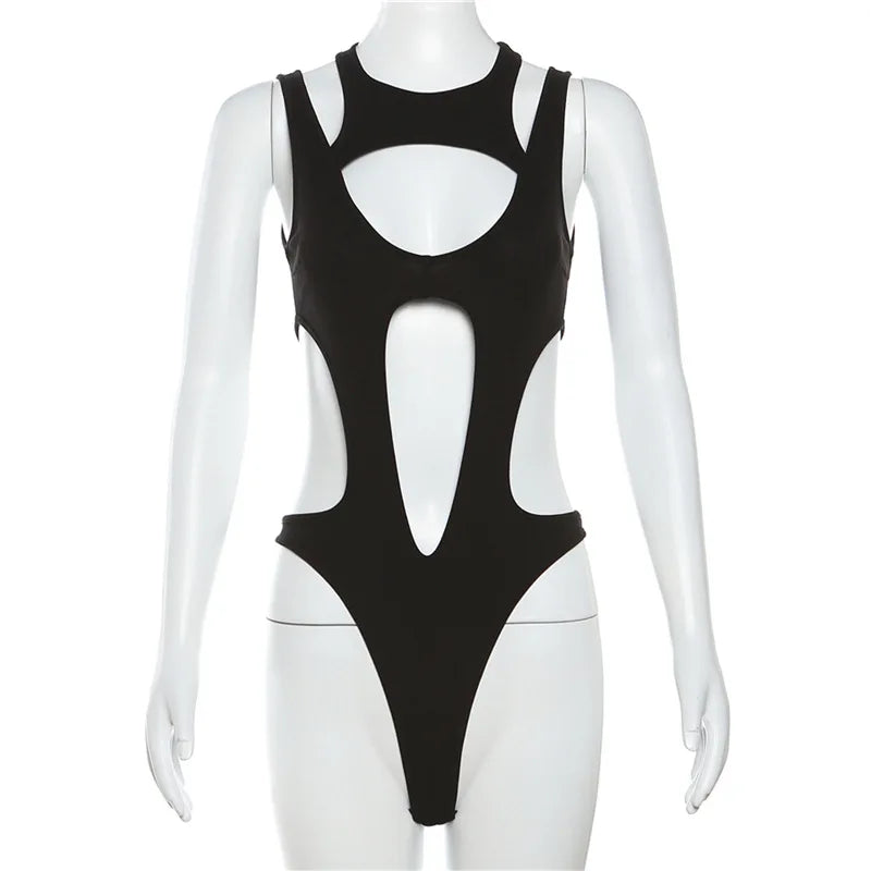Gothic Hollow-Out Backless Bodysuit