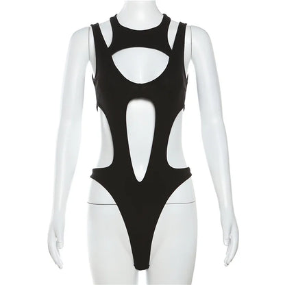 Gothic Hollow-Out Backless Bodysuit