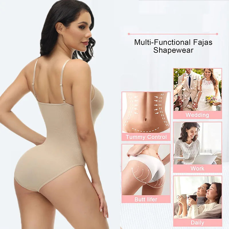 V-Neck Compression Shapewear Bodysuit